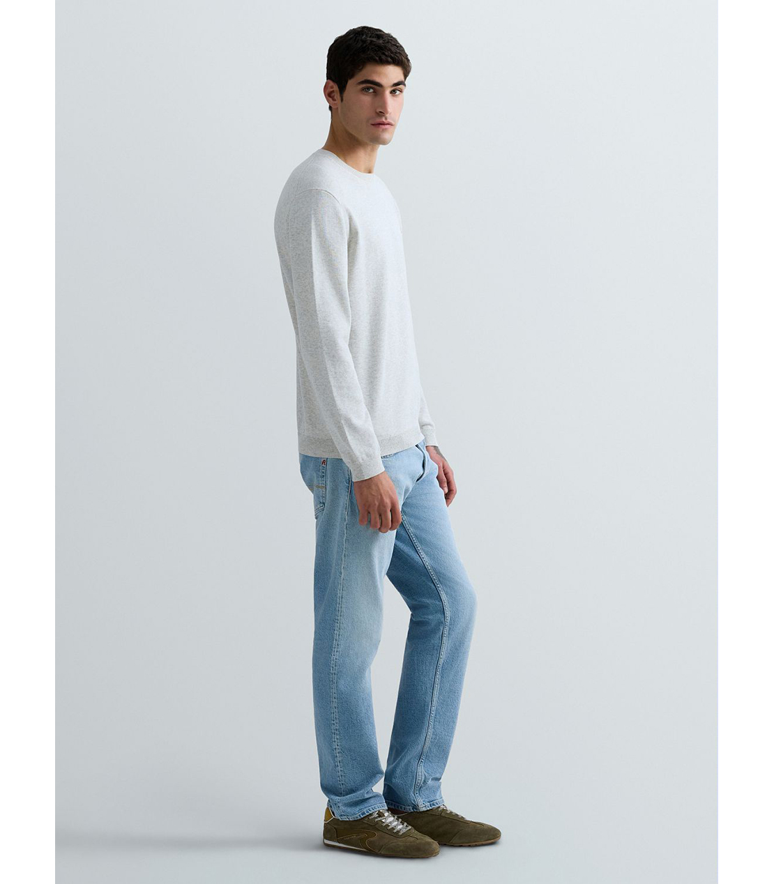 コットンクルーネックロングスリーブセーター 詳細画像 ライトメランジグレー 4